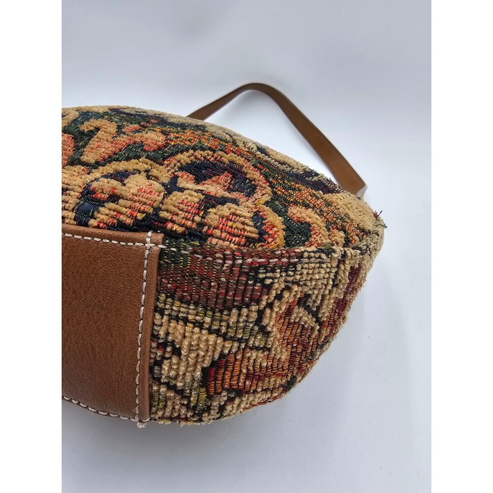 Vtg 90s/Y2K Fossile Tapestry Tan Multi Fabric Shoulder Bag - Picture 4 of 11